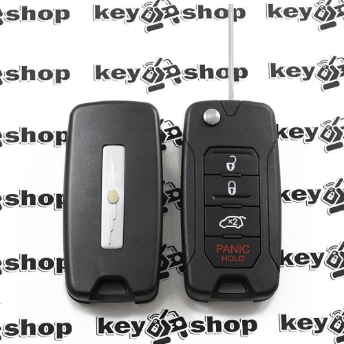 Выкидной ключ для Chrysler (Крайслер) 3 + 1 кнопка (panic), лезвие Y160, чип ID46, PCF 7941, 433 MHz