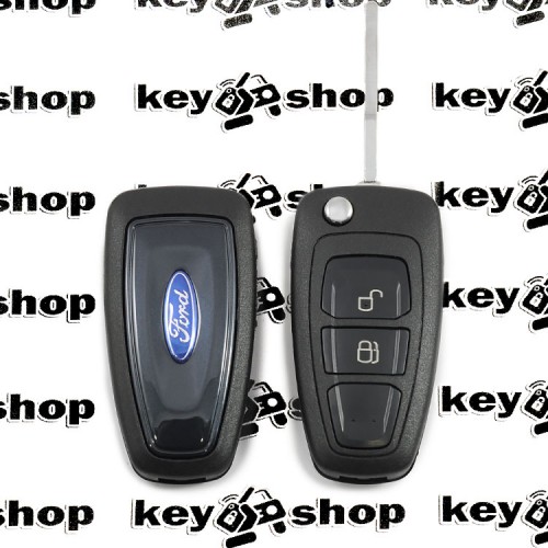   Корпус выкидного ключа для FORD (Форд) Fiesta, Focus, C-Max, Mondeo, Galaxy, Transit, 2 кнопки, лезвие HU101