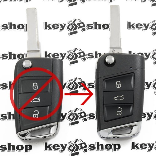 Корпус выкидного ключа SKODA (Шкода) - 3 кнопки, лезвие HU 66 (Под переделку)