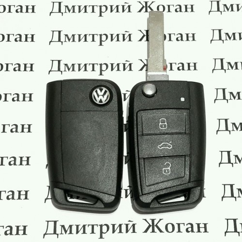           Корпус выкидного ключа Volkswagen (Фольксваген) - 3 кнопки, лезвие HU66