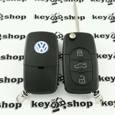 Корпус выкидного авто ключа для VOLKSWAGEN (Фольксваген) Golf, Passat B5 3 - кнопки , лезвие HU66