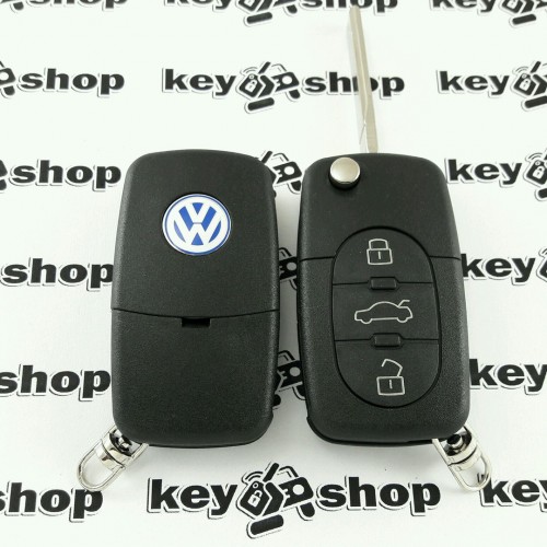 Корпус выкидного авто ключа для VOLKSWAGEN (Фольксваген) Golf, Passat B5 3 - кнопки , лезвие HU66