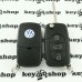 Корпус выкидного авто ключа для VOLKSWAGEN (Фольксваген) Golf, Passat B5 3 - кнопки , лезвие HU66