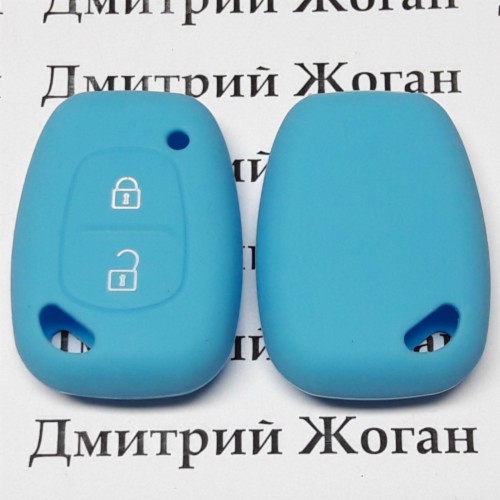Чехол (голубой, силиконовый) для авто ключа RENAULT (Рено) 2 кнопки