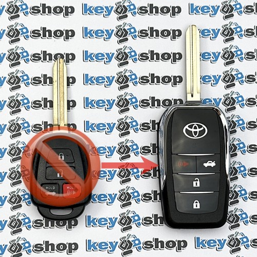       Корпус выкидного ключа TOYOTA (Тойота) 3+1 кнопки, с лезвием TOY43 (Под переделку)