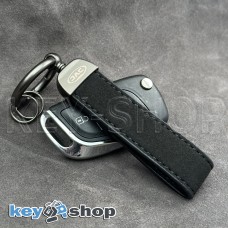 Брелок ключа JAC (ДЖАК) кожаный, замшевый (черный)  с карабином