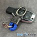 Кожаный плетеный (синий) брелок с гравировкой ( короткий ) для авто ключей Mercedes (Мерседес)