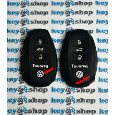 Чехол (черный, силиконовый) для смарт ключа VOLKSWAGEN Touareg (Фольксваген Туарег) 3 кнопки (дефекти на фото)