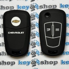 Чехол (черный, силиконовый) для выкидного ключа Chevrolet (Шевроле) 2 кнопки