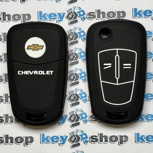 Чехол (черный, силиконовый) для выкидного ключа Chevrolet (Шевроле) 2 кнопки