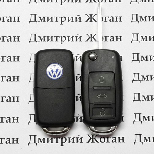 Выкидной ключ для VOLKSWAGEN TOUAREG (Фольксваген Туарег), (keyless), 3 - кнопки, id46 (PCF7942)/433 Mhz