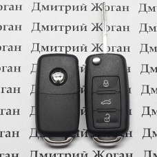 Оригинальный выкидной ключ Volkswagen (Фольксваген) - 3 кнопки, чип ID 48, с микросхемой 5K0837202AJ, 433 MHz (Keyless - go)