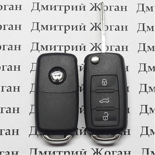 Оригинальный выкидной ключ Volkswagen (Фольксваген) - 3 кнопки, чип ID 48, с микросхемой 5K0837202AJ, 433 MHz (Keyless - go)