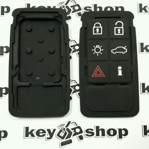 Резиновые кнопки для смарт ключа Volvo  V40, C70, V70, S60,S80, XC70, XC90  (Вольво) 6 кнопок