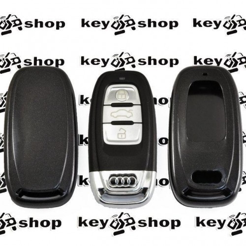 Чехол для смарт ключа Audi (Ауди), A4, A6, Q5, кнопки без защиты, (черный, пластиковый)