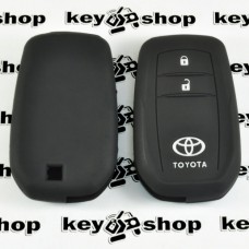           Чехол (черный, силиконовый) для смарт ключа Toyota (Тойота) 2 кнопки