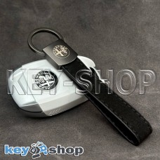 Брелок ключа Alfa Romeo (Альфа Ромео) кожаный, замшевый (черный) с карабином