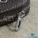 Ключница карманная (кожаная, коричневая, на молнии, с карабином, с кольцом), логотип авто Audi (Ауди)