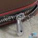 Ключница карманная (кожаная, коричневая, на молнии, с карабином, с кольцом), логотип авто Audi (Ауди)