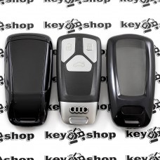 Чехол (черный, полиуретановый) для смарт ключа Audi (Ауди), кнопки с защитой