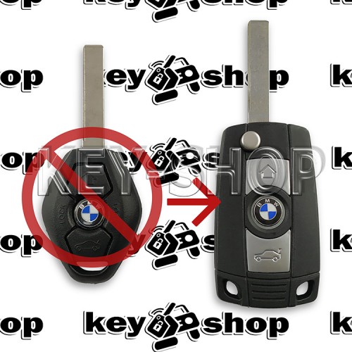 Корпус выкидного ключа для BMW Е46, Е56, Е60, Х3, Х5 (БМВ) 3 - кнопки, лезвие HU92 (под переделку)