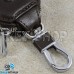 Ключница карманная (кожаная, темно - коричневая, с карабином, на молнии, с кольцом), логотип авто BMW (БМВ)