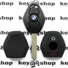 Чехол (черный, силиконовый) для авто ключа BMW (БМВ) 3 кнопки