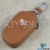 Ключница карманная (кожаная, светло - коричневая, с карабином, на молнии, с кольцом), логотип авто Cadillac (Кадилак)