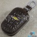 Ключница карманная (кожаная, коричневая, с тиснением, с карабином, на молнии, с кольцом), логотип авто Chevrolet (Шевроле)