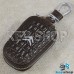 Ключница карманная (кожаная, коричневая, с тиснением, с карабином, на молнии, с кольцом), логотип авто Citroen (Ситроен)