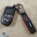 Кожаный замшевый (черный) брелок для авто ключей с логотипом Dodge (Додж) и хромированным карабином
