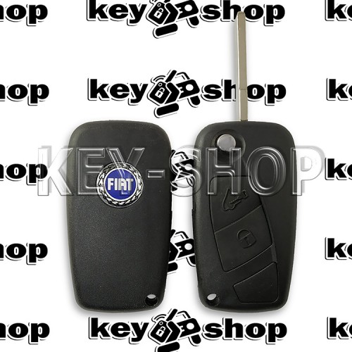 Корпус выкидного ключа FIAT Bravo, Doblo, Dukato, Scudo, Fiorino (Фиат) 2 кнопки (1 глухая) крепление батареи сбоку 