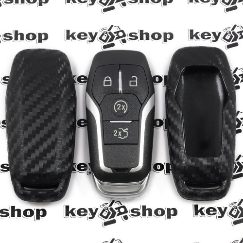  Чехол (cиликоновый, под карбон) для смарт ключа Ford (Форд) 