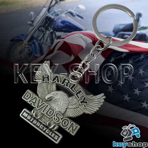 Металлический брелок для ключей с логотипом Harley - Davison (Харли - Дэвидсон) с орлом