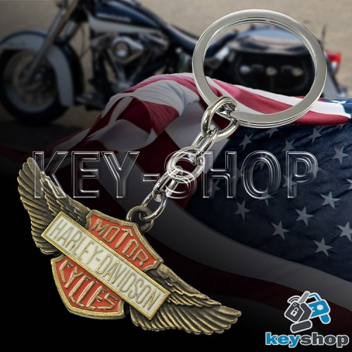 Металлический брелок для ключей с логотипом Harley - Davison (Харли - Дэвидсон) с крыльями
