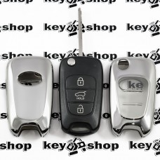  Чехол (хромированный, полиуретановый) для выкидного ключа Hyundai (Хундай), кнопки с защитой