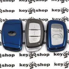        Чехол (синий, полиуретановый) для смарт ключа Hyundai (Хундай) кнопки с защитой