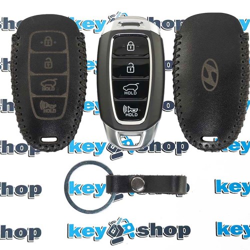 Чехол для смарт ключа Hyundai (Хундай) 3 + 1 кнопки (кожаный)