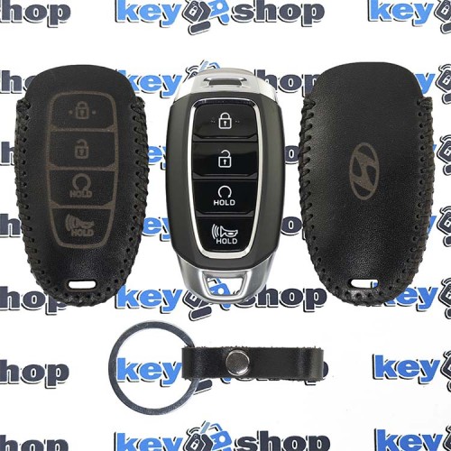 Чехол смарт ключа Hyundai (Хундай) 4 кнопки (кожаный)