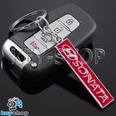 Металлический (красный) брелок для авто ключей Hyundai Sonata (Хундай Соната) с логотипом