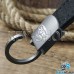 Брелок ключа JAC (ДЖАК) кожаный, замшевый (черный)  с карабином