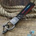 Брелок ключа JAC (ДЖАК) кожаный, замшевый (черный)  с карабином