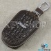 Ключница карманная (кожаная, коричневая, с тиснением, с карабином, на молнии, с кольцом), логотип авто Jeep (Джип)