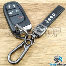 Брелок ключ  Jeep (Джип) кожаный (черный) с карабином