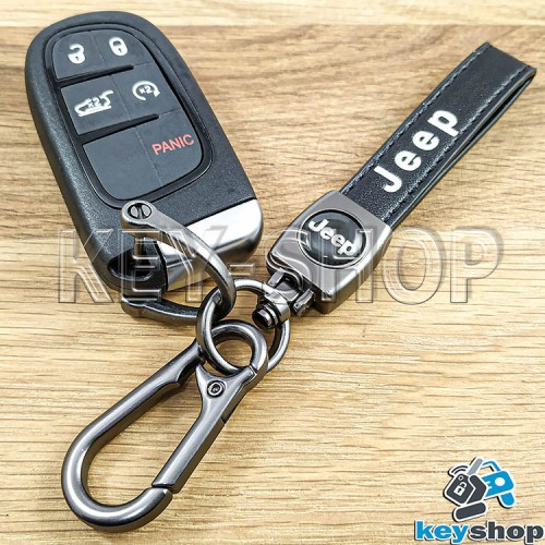 Брелок ключ  Jeep (Джип) кожаный (черный) с карабином