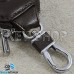 Ключница карманная (кожаная, темно - коричневая, с карабином, на молнии, с кольцом), логотип авто Land Rover (Ленд Ровер)