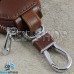 Ключница карманная (кожаная, коричневая, с карабином, на молнии, с кольцом), логотип авто Mazda (Мазда)