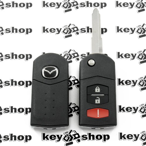 Корпус выкидного ключа Mazda 3, 5, 6, CX5, CX7  (Мазда) 2 + 1 (panic)  кнопки