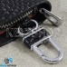 Ключница карманная (черная, "змеиная кожа", на молнии, с карабином, с кольцом), логотип авто Mini (Мини)