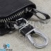 Ключница карманная (кожаная, черная, с тиснением, на молнии, с карабином, с кольцом), логотип авто Mini (Мини)